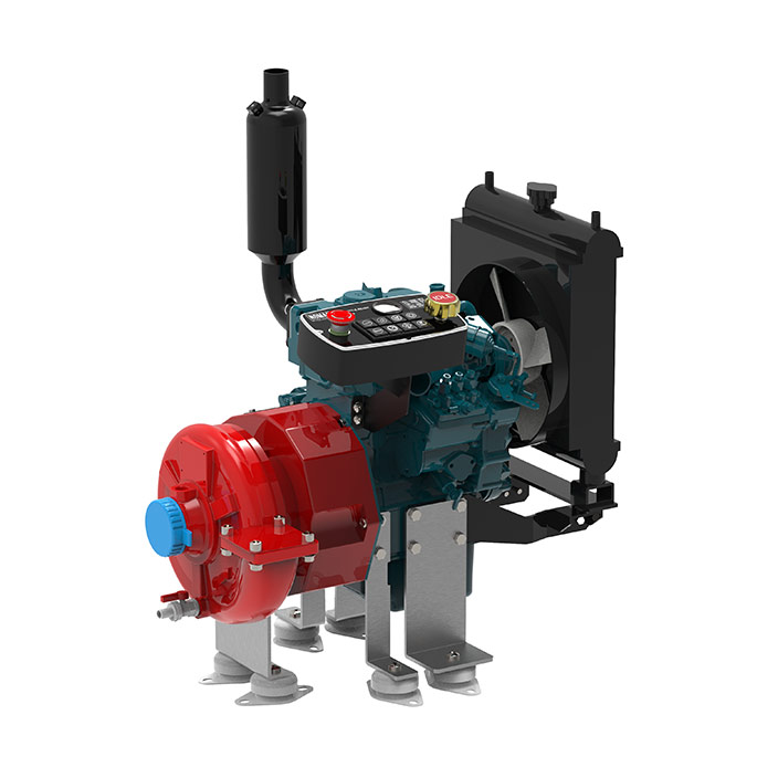 NOMAD P5d &ndash; three-quarter view with the pump, Kubota diesel engine, radiator and Smart Control head