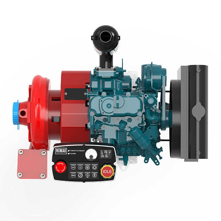 NOMAD P5d &ndash; view from above, showing the pump, engine and radiator layout