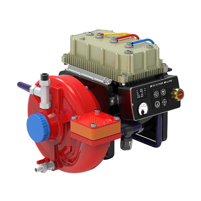 NOMAD P5e &ndash; three-quarter view from the left, with the motor controller above the pump